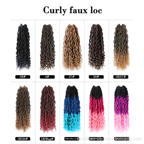 Wavy Goddess Locs Curly Faux Locs Crochet Hair Braids Prelooped Synthetic Hair Extension Soft Dreadlock 20inch